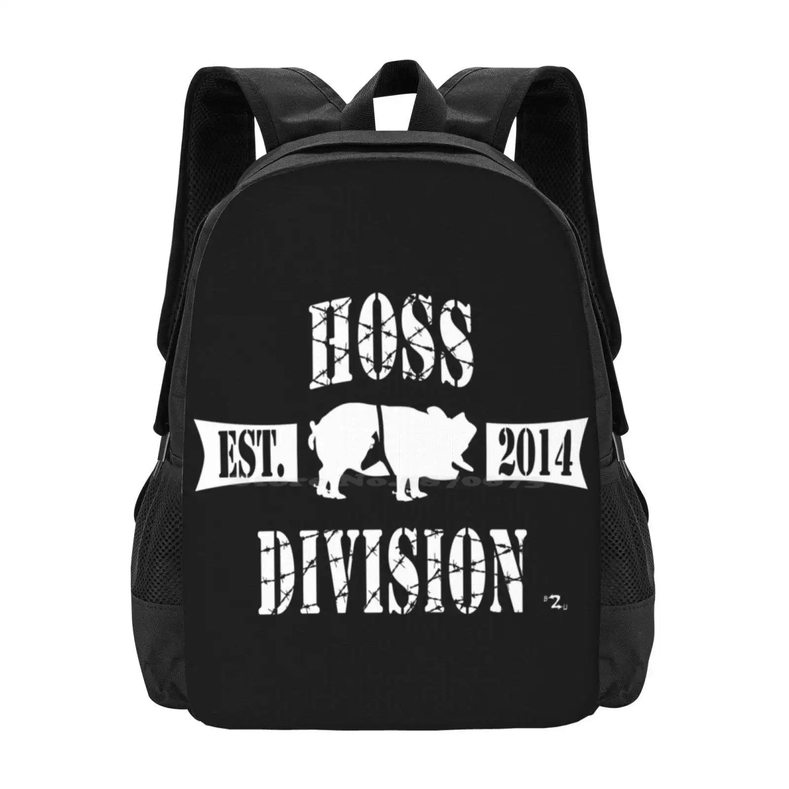 Hoss Division Est. Mochila escolar con diseño de patrón de moda, bolso para portátil de viaje, Hoss Division Aiw Pwponderings Pro Wrestling, 2014