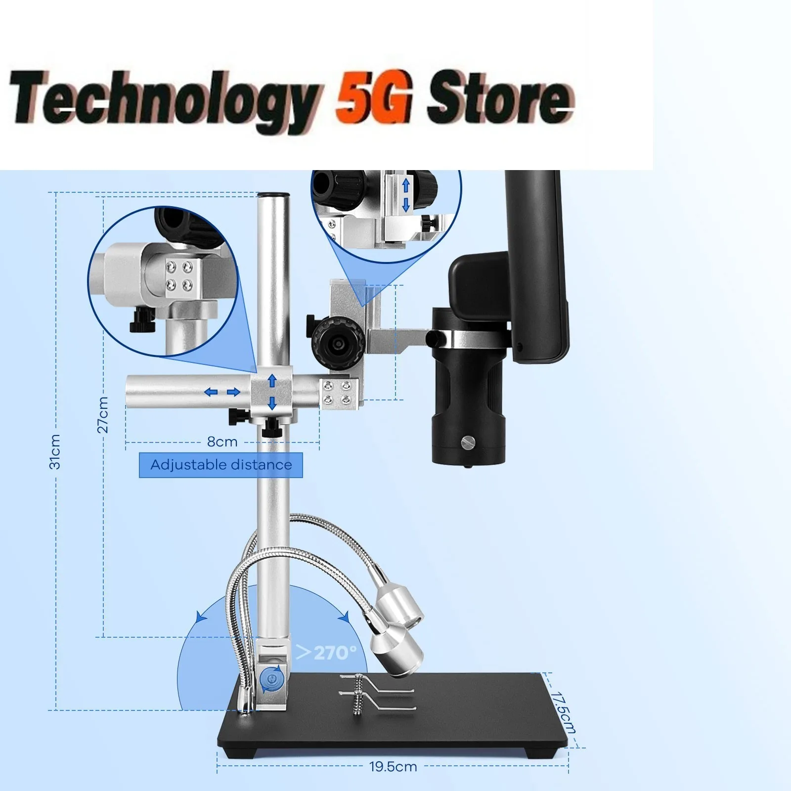 Andonstar AD249-M 10-inch LCD Screen Digital Microscope for Electronics Soldering and Repairing