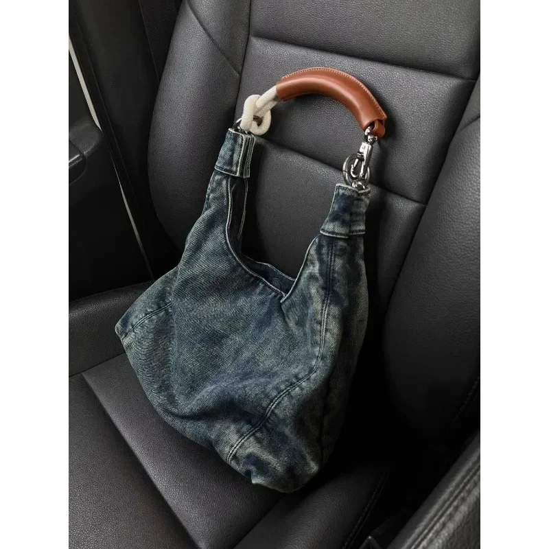 GAINNY Y2k Vintage Denim Tote Bags Women Korean Fashiob Autumn Aesthetic Large Shoulder Bag Youth Top-handle Bag 2024 Harajuku