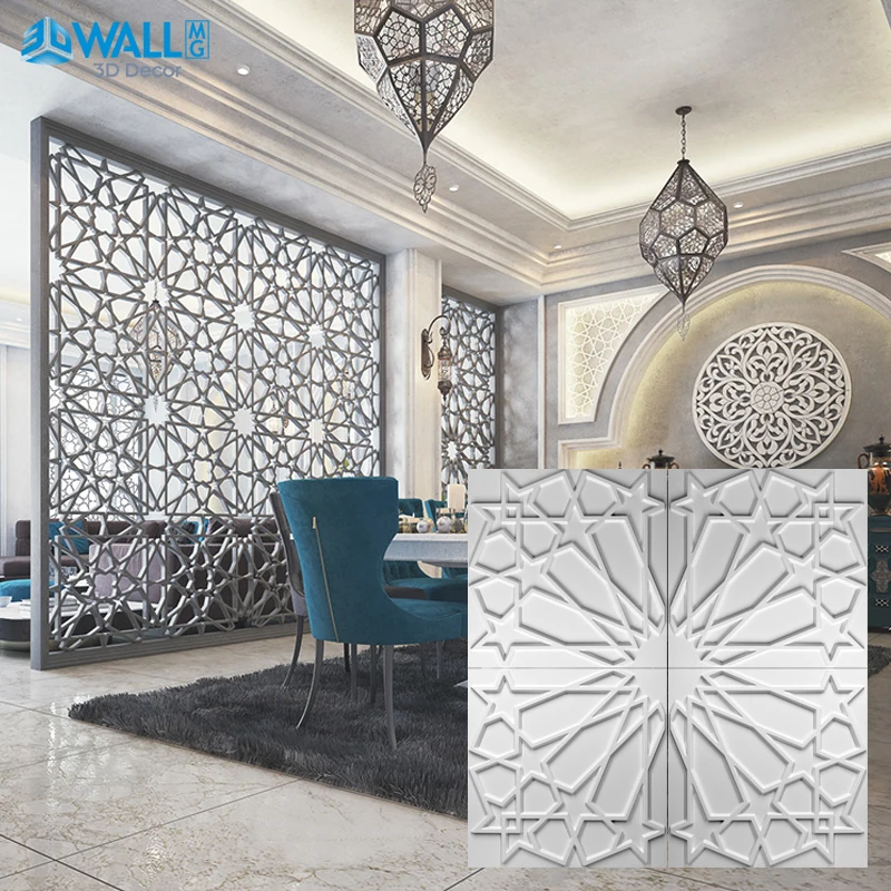 30x30cm Arab islamic muslim star moon decor Relief Art  3D Wall Panel non-adhesive 3D wall stickers Living Room Home Decor wall