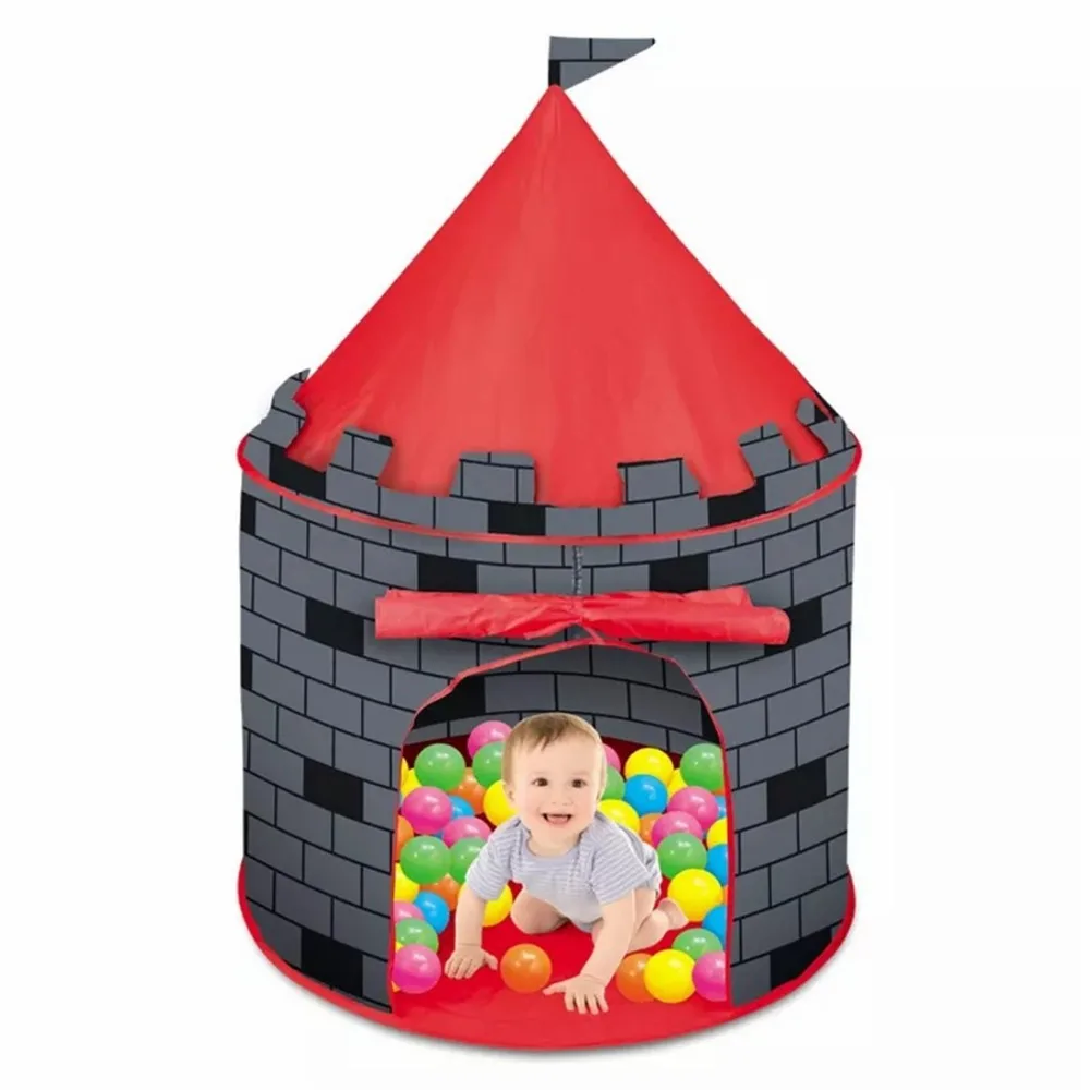 Tienda de juegos para niños Knight Castle con 100 bolas de pozo, tienda de juegos emergente con bolsillo de almacenamiento