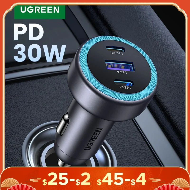 UGREEN Car Charger PD30W USB C Fast Charger for iPhone 16 15 Fast Charging for Mobile Phone USB C Car Charger