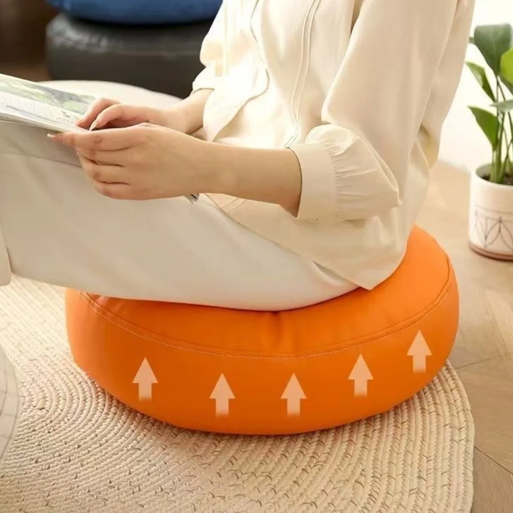 Practical PU Leather Round Seat Cushion with Filling Thicken Chair Cushion Waterproof Soft Meditation Cushion Living Room