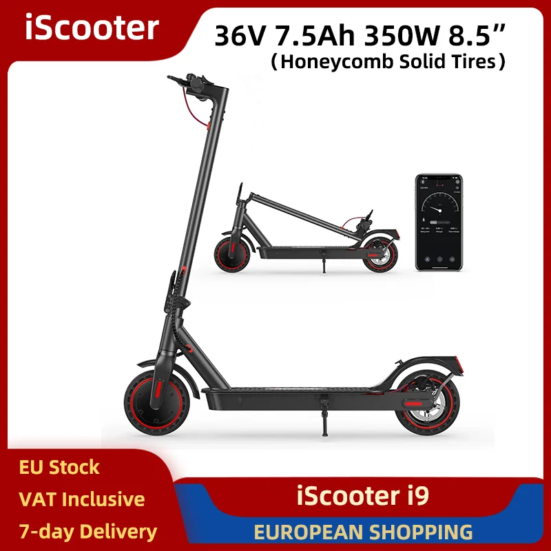 Scooter i9 Scooter Elettrico 350W 36V 7.5Ah 8.5 Pneumatici Solidi A Nido D'ape Pendolarismo Pieghevole Escooter Freno A Disco Elettronico 30 km/h