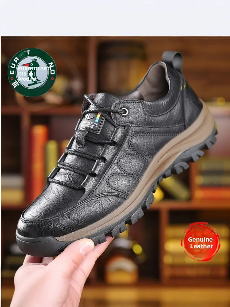 

Eurortucano Men's Casual Leather Shoes Sporty Slip-On Breathable Anti-Slip Mountain Climbing Shoes Comfortable Dad Shoes