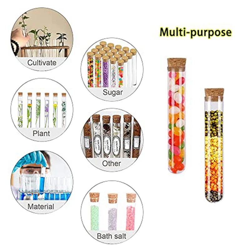 Pack of 40 Plastic Test Tubes with Corks 20Ml Test Tubes for Flowers,for DIY Craft Candy Liquids Spices Flowers,150X16mm-A51M