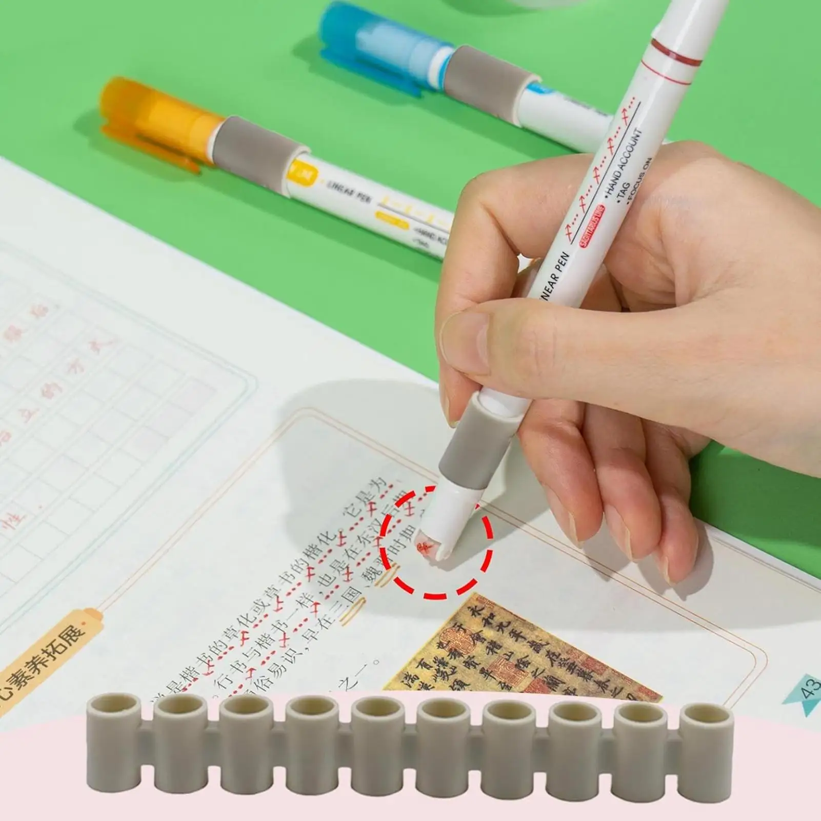 10-Slot Silicone Marker Holder & Organizer, Portable Pen Storage Case for Broad Tip Markers, Desk & Travel Stationery Supplies
