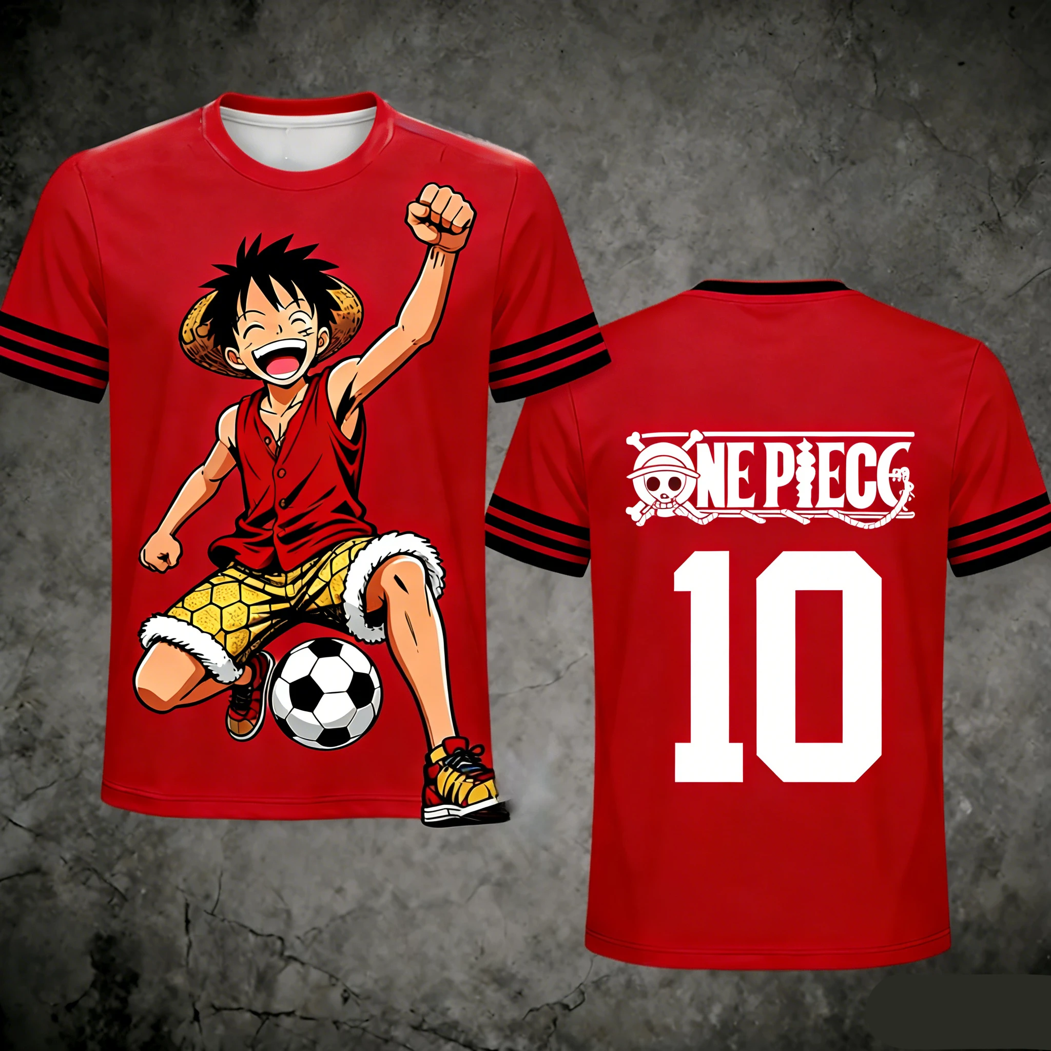 

Луффи №. 10 футболок с 3D-принтом в стиле комиксов + номер на спине, свободного кроя, с коротким рукавом, для фанатов аниме