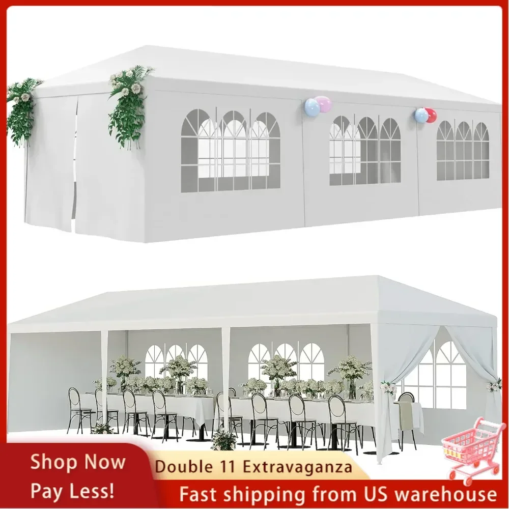 

10'x30' Outdoor Canopy Tent Patio Camping Gazebo Shelter Pavilion Cater Party Wedding BBQ Events Tent W/Removable Sidewalls