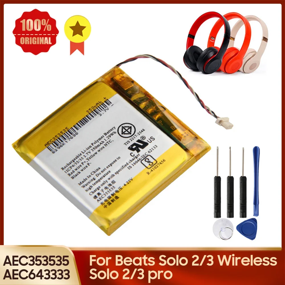 New Replacement Battery AEC643333 AEC353535 For Beats Solo 2.0 3.0 Studio 2 3 solo pro Battery 350mAh With Tools