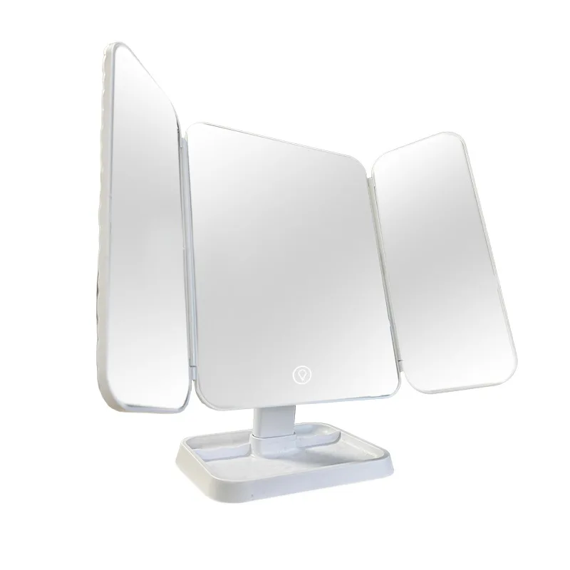 

Led Tri-fold Makeup Mirror Charging Folding Rotating Portable Mirror Led Beauty Mirror Three-color Light Fill Light