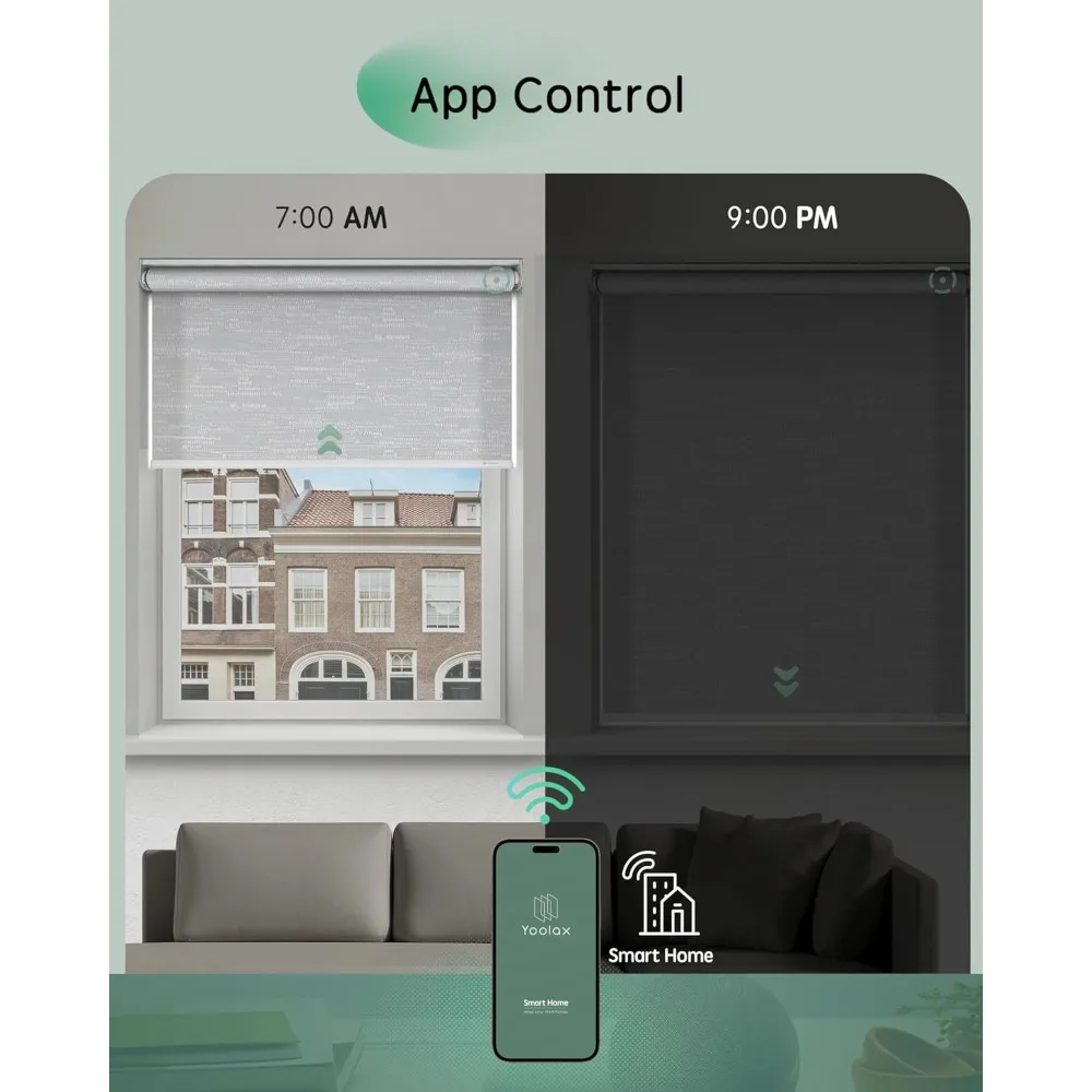 Cortinas de filtragem de luz motorizadas automáticas para quartos, persianas sem fio com controle de aplicativo para Windows