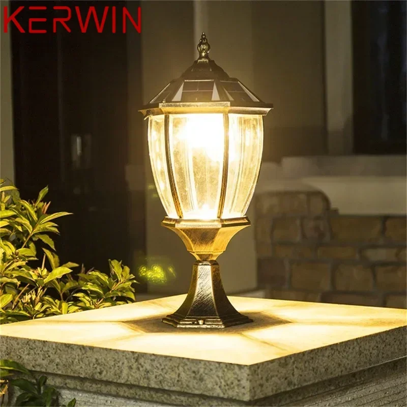 KERWIN Outdoor Solar Wall Light LED Waterproof IP65 Pillar Post Lamp Fixtures for Home Garden Courtyard