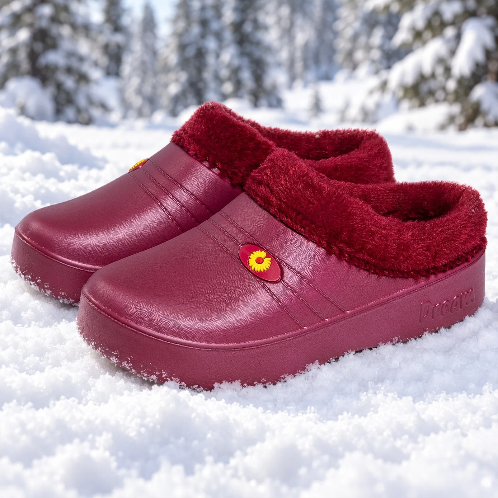 Baumwollschuhe für Damen im Winter, mit dicker Samtoptik und warmer Lederoberfläche, können mit einer dicken Sohle und leichtem Baumwollfutter getragen werden. – Detail 3