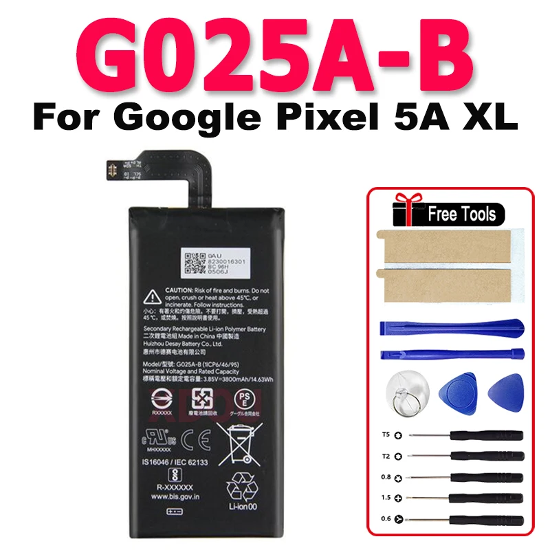 

New G025A-B Mobile Phone Li-Polymer Battery For Google Pixel 5A XL 3080mAh Spare Part Replacement G025A-B+ Tools