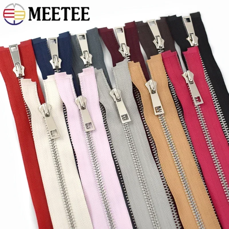 2/5Pcs Meetee 5# Metal Zipper for Sewing 15-30cm Close-End 40-80cm Open-End Zippers Bag Clothes Decor Zip Repair DIY Accessories