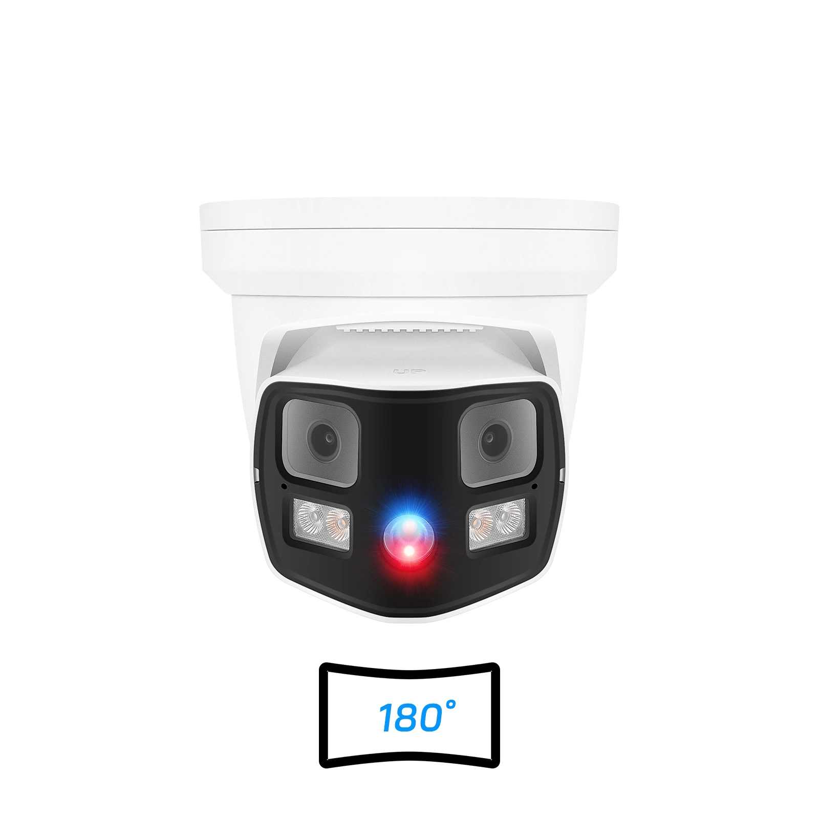 NDAA 8MP 4K Red&Blue Flashlight 180° Ultra-Wide-Angle Panoramic Turret AI PoE IP Security Camera Full Color Two Way Talk SD Slot