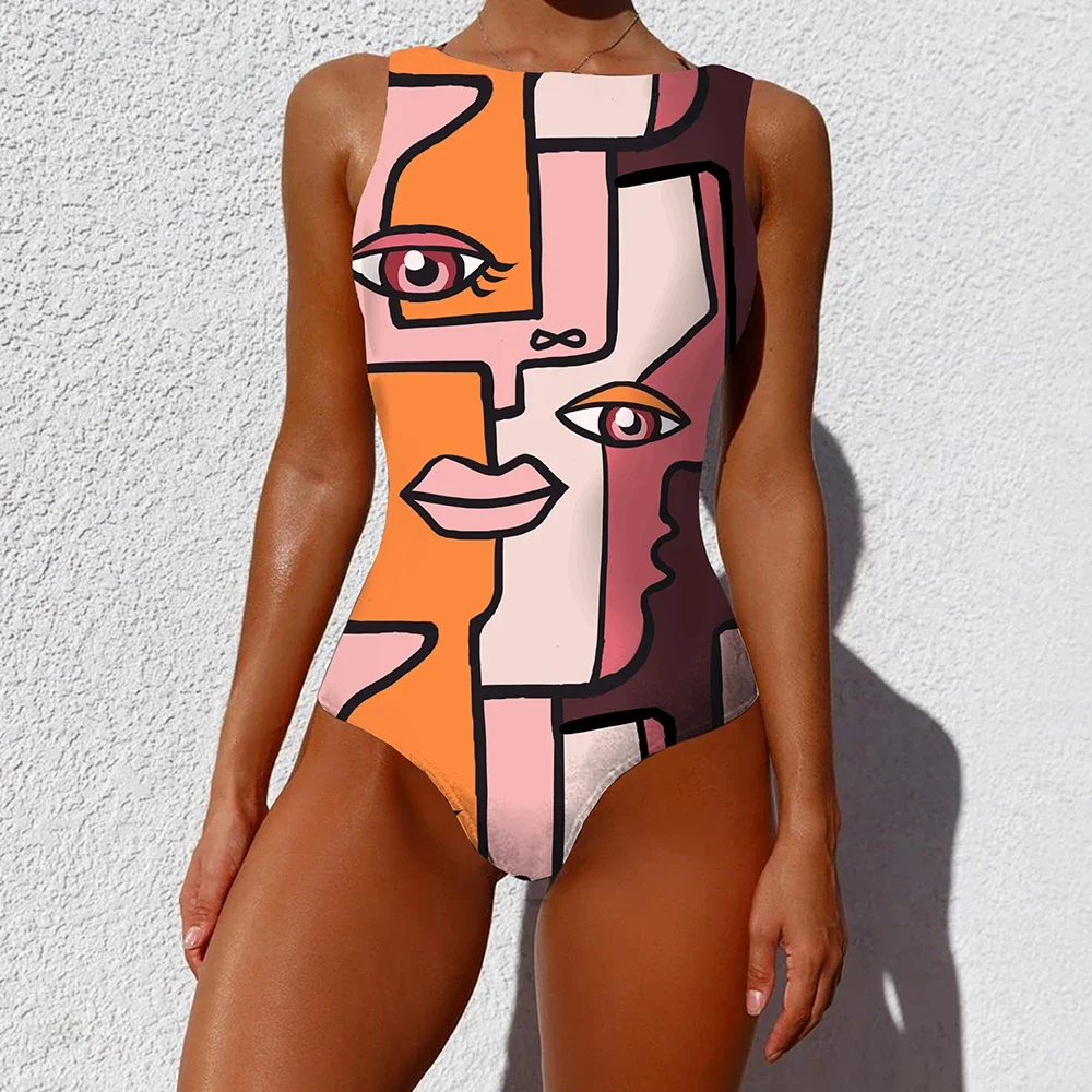 Sexy Print One Piece 2022 Swimsuit Closed Large Size Swimwear Push Up Women Flower Vintage Body Swim Beach Pool Bathing Suit