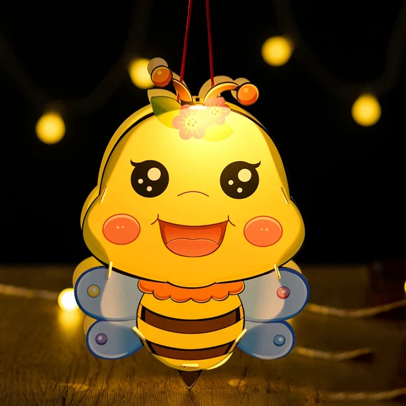 PVC Luminous LED Lantern for Kids, Cartoon Animal Lamp, DIY Handiwork Material, Mid-Autumn Festival, Party Ornament