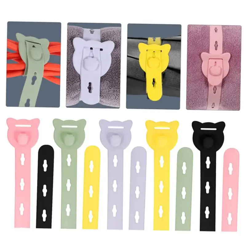 3PCS Cable Organizer Silicone Wire Binding Data Cable Tie Management Bobbin Winder Marker Holder Tape Lead Straps Trig Rain