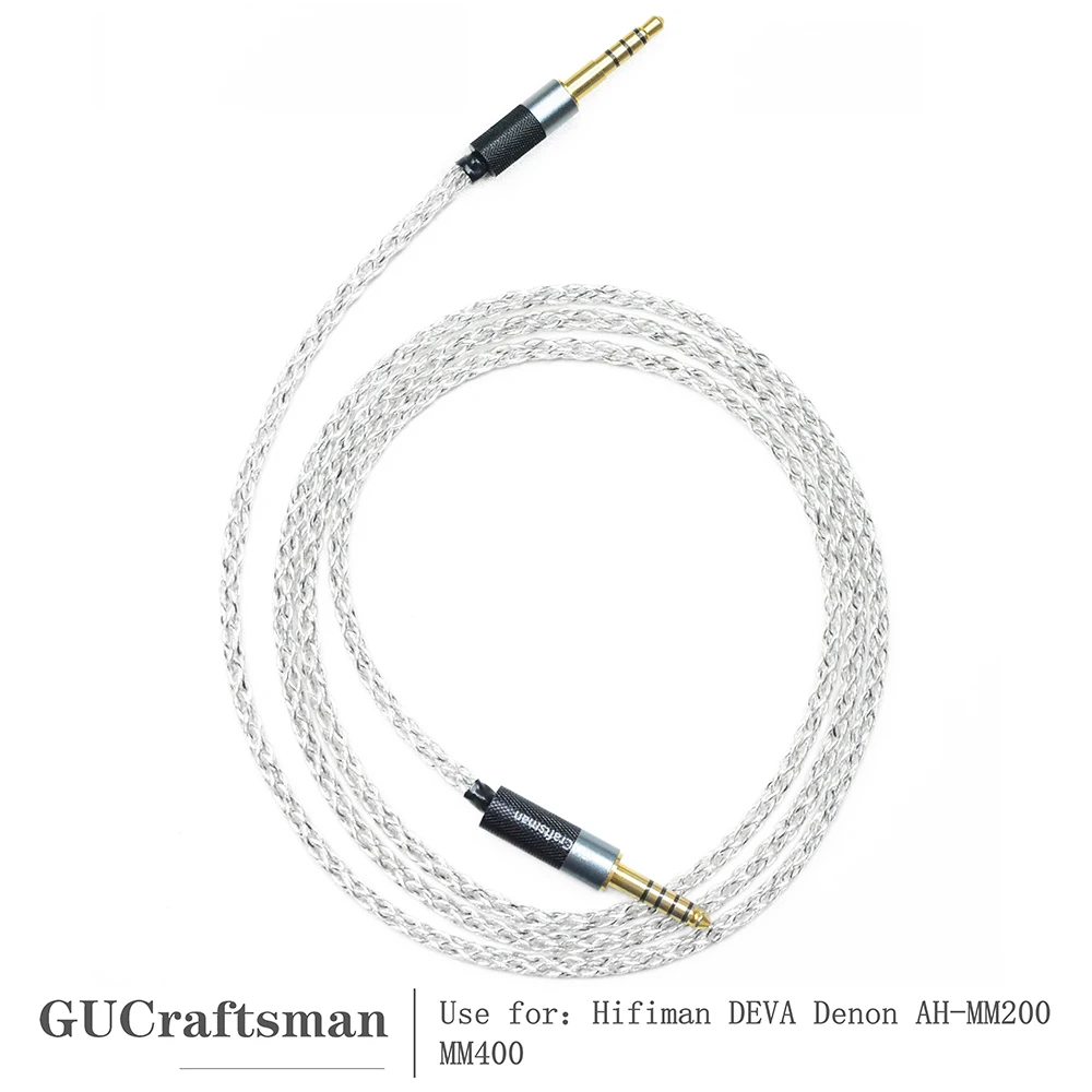 GUCraftsman 5N OFC Silver Plated Graphene Headphone Cable for HIFIMAN DEVA Denon AH-MM200 MM400