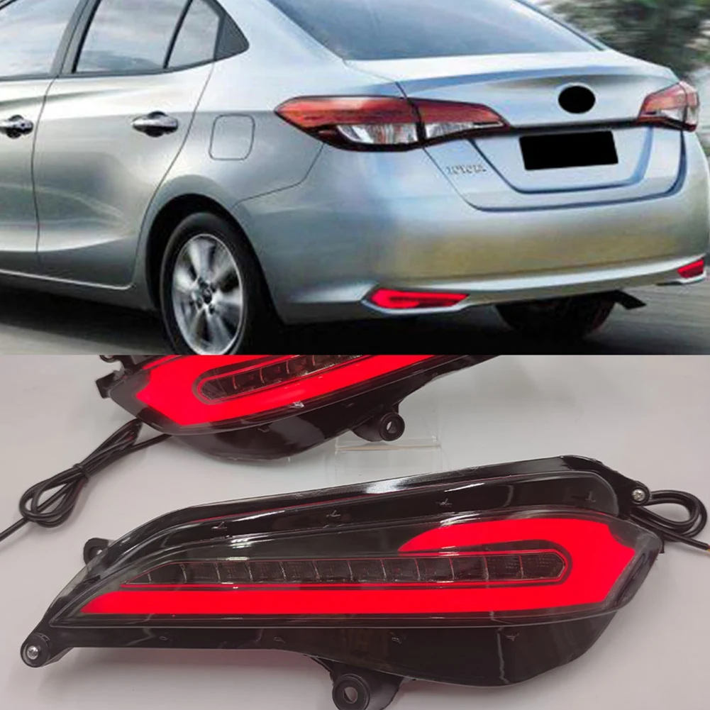 2PCS Auto LED Reflector Taillight Rear Fog Lamp Bumper Braking Turn Signal Lights for Toyota Yaris 2017 2018 2019