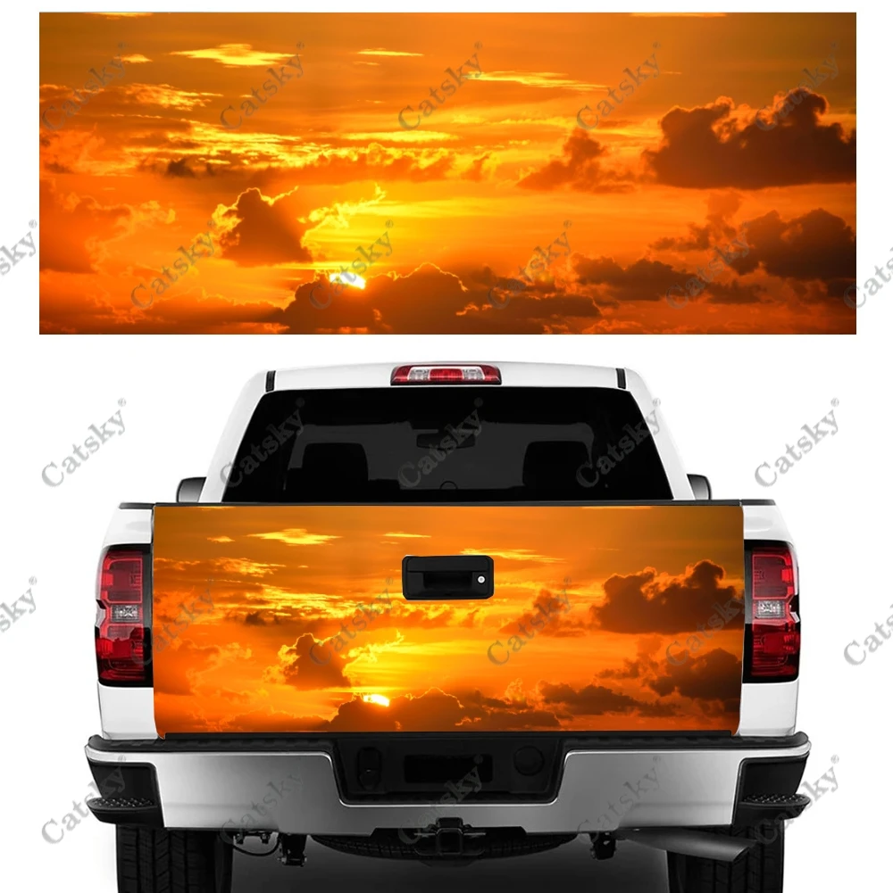 

Orange Sunset Clouds Car Tail Trunk Protect Vinly Wrap Sticker Decal Auto Hood Decoration Engine Cover for SUV Off-road Pickup