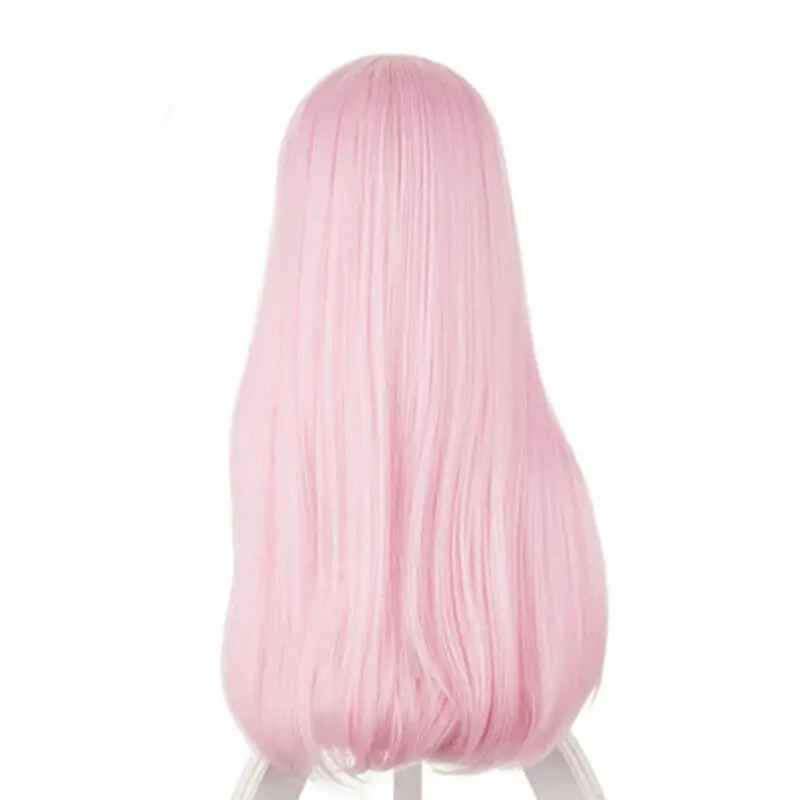 Fujiwara Chika Cosplay Wig 60cm Long Pink Synthetic Straight Hair