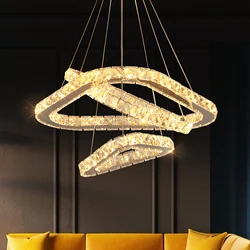 Luxury K9 Crystal Led Modern Pendant Light Chandelier DIY Shape Nordic Ceiling Lamp Lustre Living Dining Room Hang Decor Fixture
