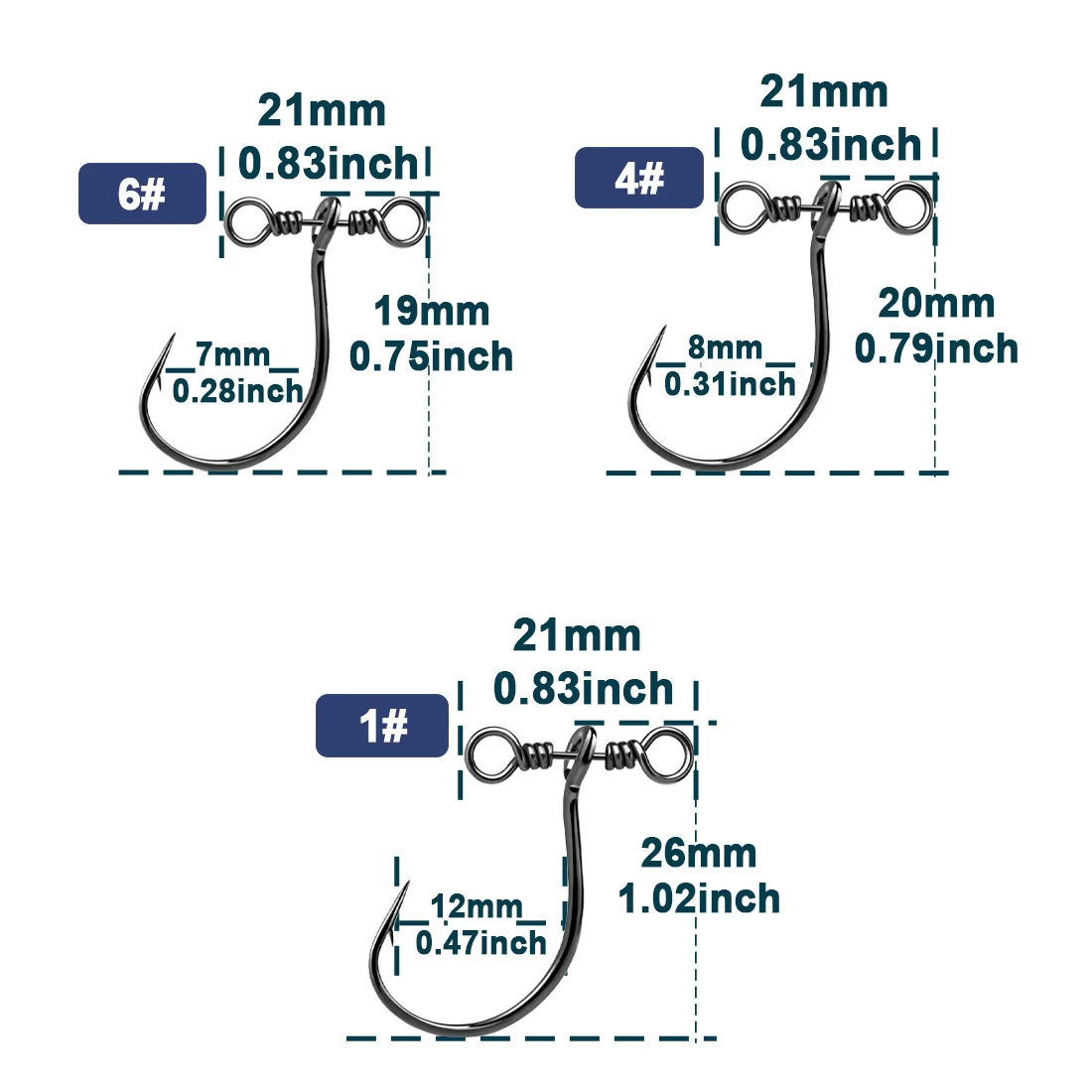 Drop Shot Hooks 10~30Pcs in-line Drop Shot Rig Fishing Hooks Swivel Soft Worm Hooks Bass Perch Carp Catfish Freshwater Saltwater