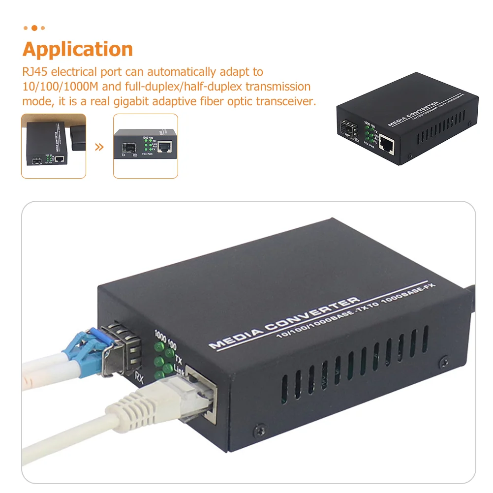 Ethernet Fiber Converter Media Gigabit to Compatible Optic with Poe Black Modem