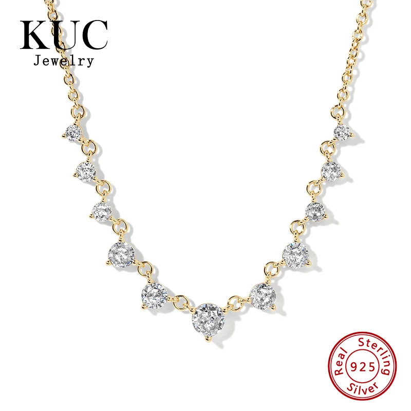 Elegant Fine Jewelry 18k Gold Plated Trendy Luxury 925 Sterling Silver Grace Zircon Pendant Necklaces for Women