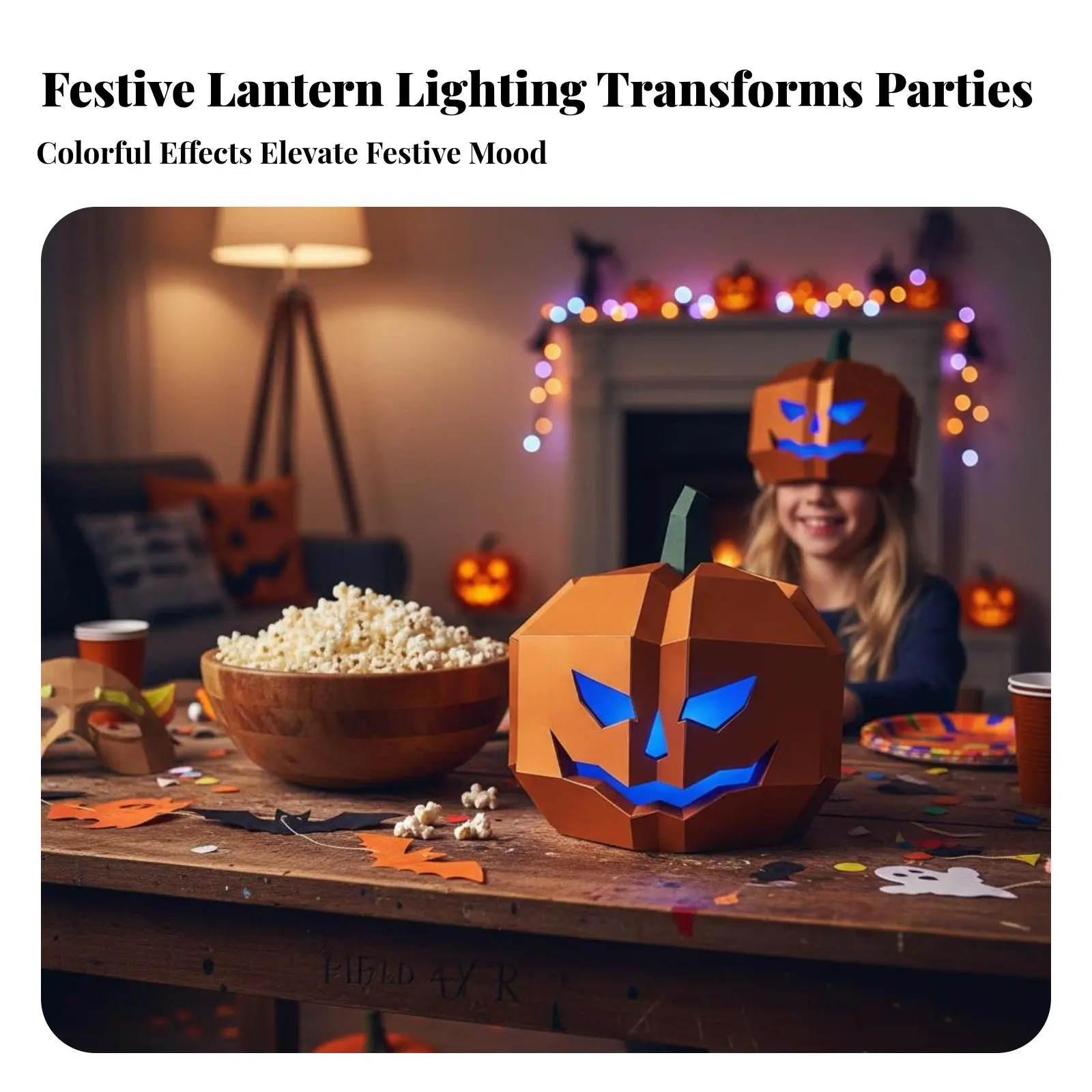 

Three-Dimensional Poly& Playnal Pumpkin Face Covering Geometric Design Papercraft Model Handmade Creative Design for Cosplayers