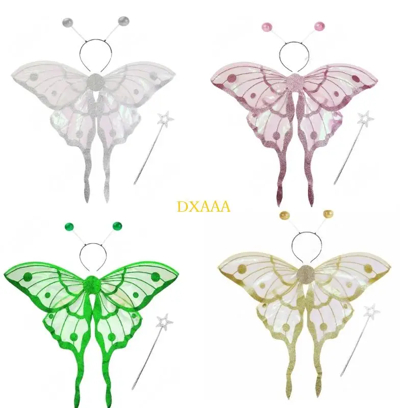 

DXAA 1/3Pcs Fairys Wing Butterfly Wing Angel Wands Headband Adult Women,Fairys Costumes Halloween Costume Cosplay Dressing Up