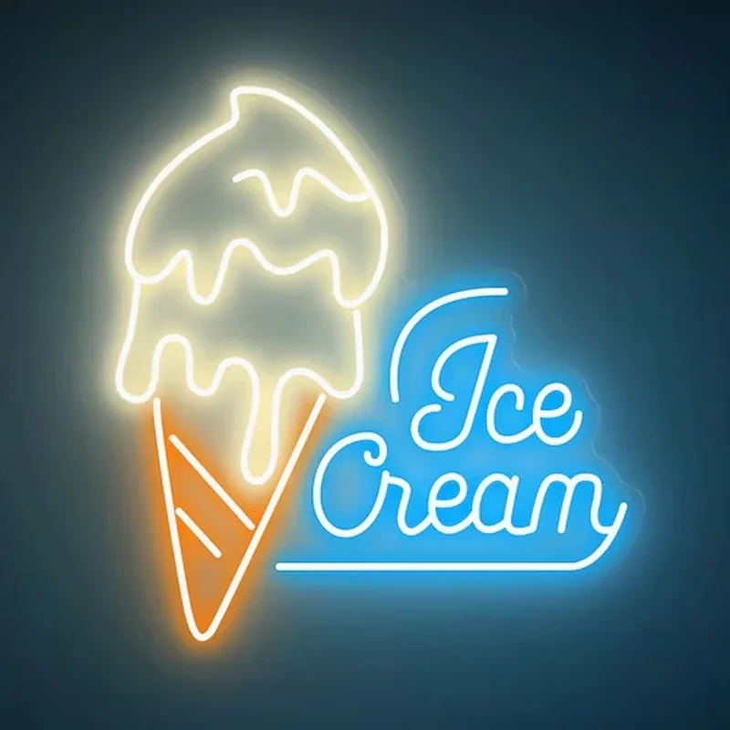 Imagem -02 - Ice Cream Neon Sign Light Custom para Ice Cream Store Open Neon Decor Decoração do Quarto Food Night Lamp