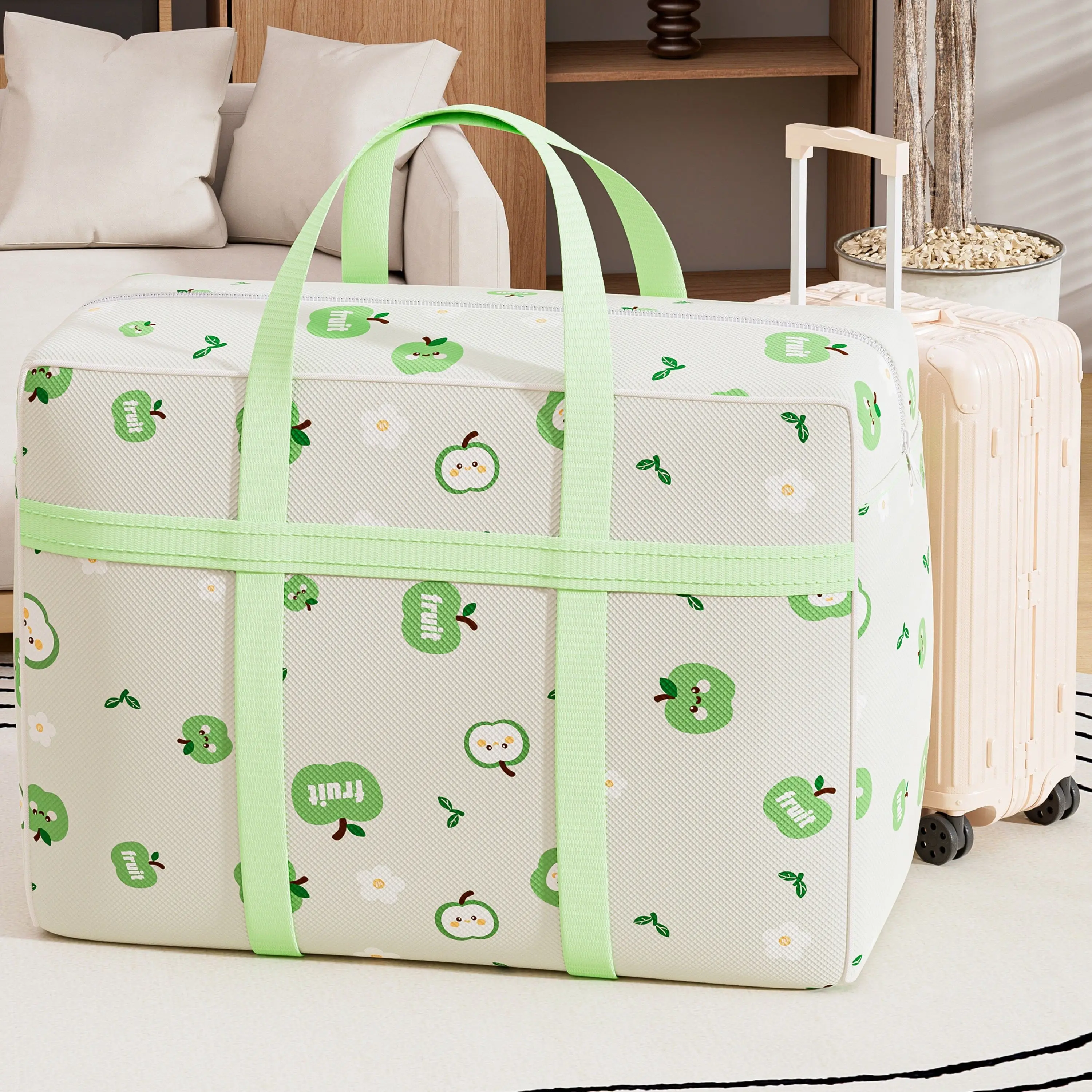 1pc 대용량 귀여운 녹색 사과 프린트 이동식 보관 가 - Baby Clothing Storage 리뷰 및 가격