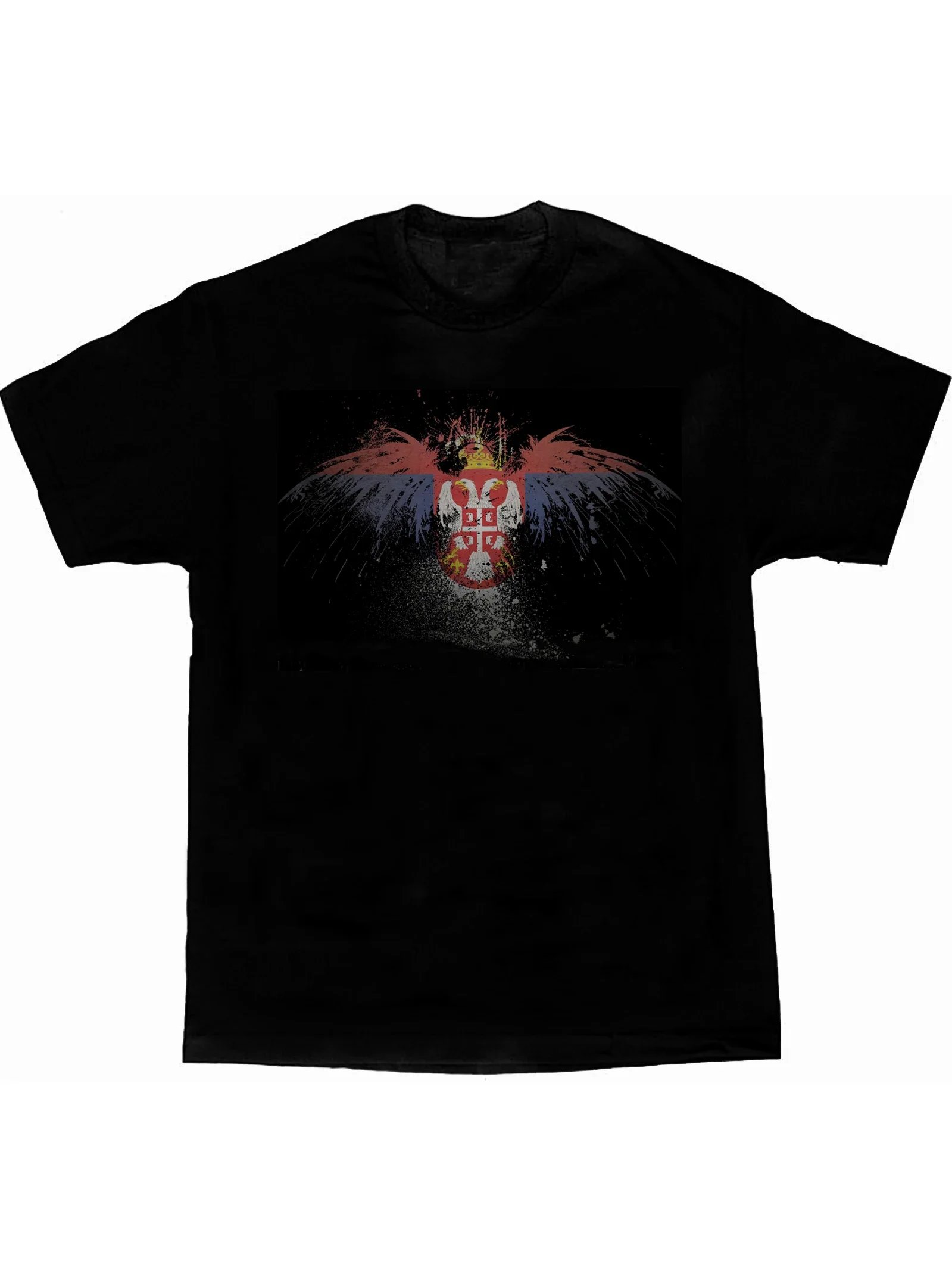 Serbian Flag Coat of Arms Flame Eagle Rise Up T-Shirt 100% Cotton O-Neck Short Sleeve Summer Casual Mens T-shirt Streetwear