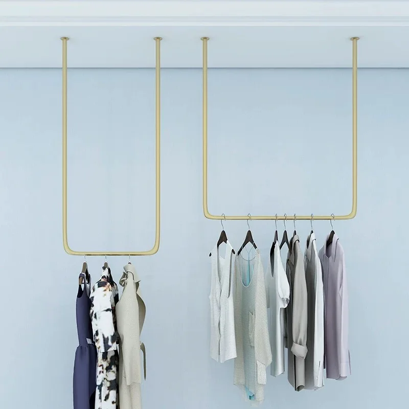 Custom.Modern Metall Decke Hängen Wand Kleidung Display Rack für Frauen Kleidung Shop Display Rack