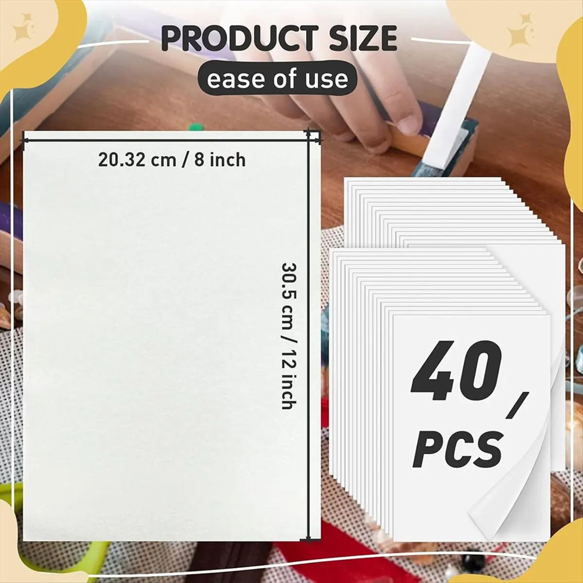【2026 TOP Global】▼△◑Iron on Adhesive Sheets 40PCS, Heavy Weight Double-Sided Heat Melt Fabric-Glue Sheet, A4 Size Fusible Adhesi