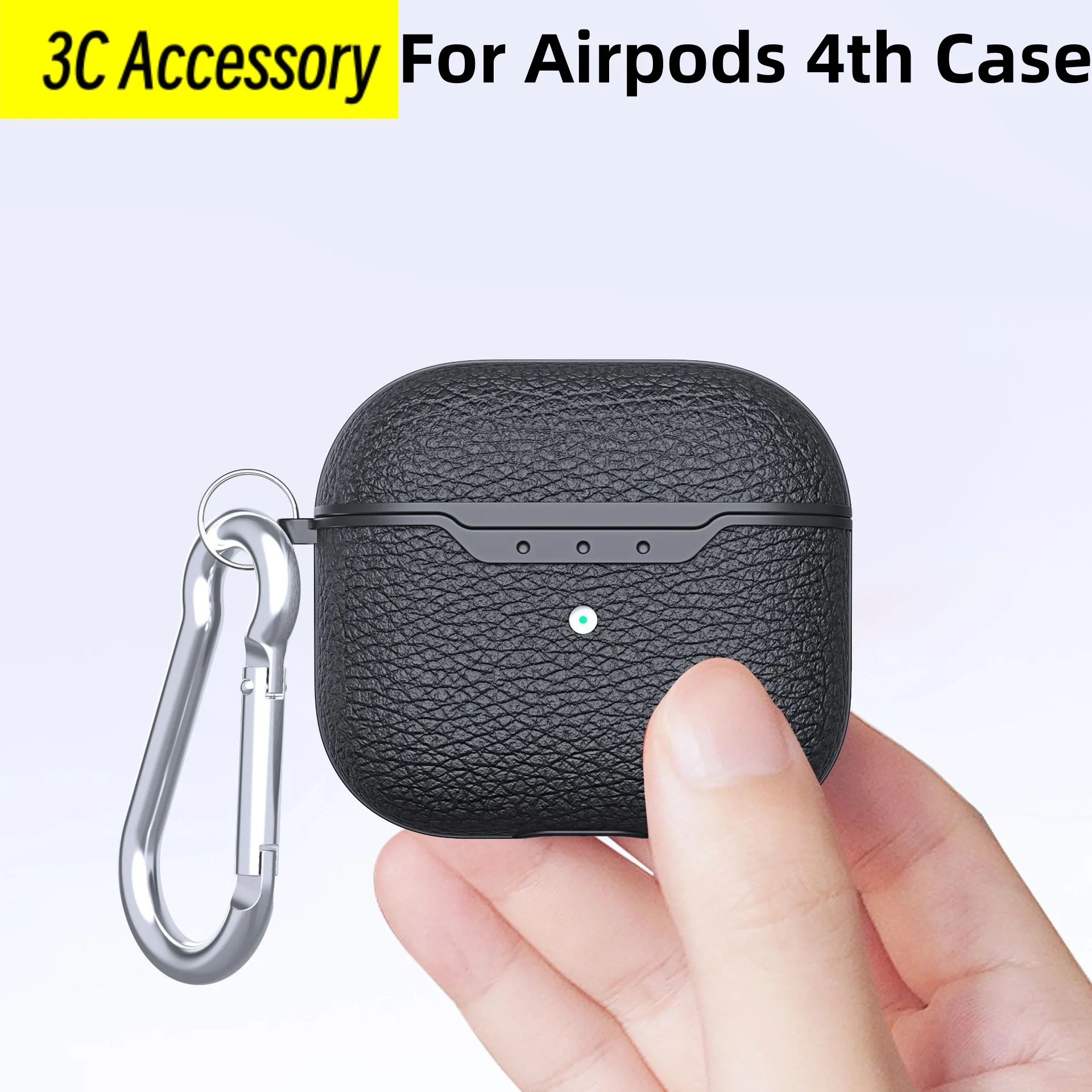 2024 novo para airpods 4th gen USB-C coque luxo lichia padrão design anti queda casos protetores para airpods 4 th/3 capa funda