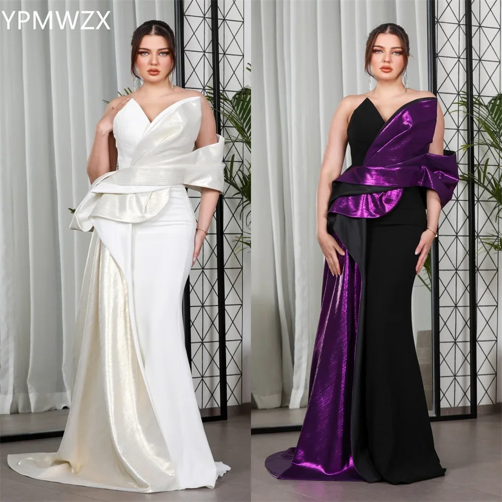 

Customized Women Party Dress Occasion Prom Gown Evening YPMWZX One Shoulder Mermaid Floor Length Skirts Draped Layered Bespoke O