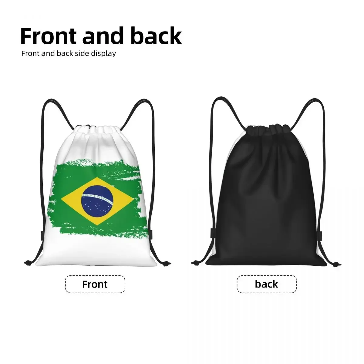 Custom Flag Of Brazil Drawstring Bag for Shopping Yoga Backpacks Men Women Brazilian Proud Sports Gym Sackpack