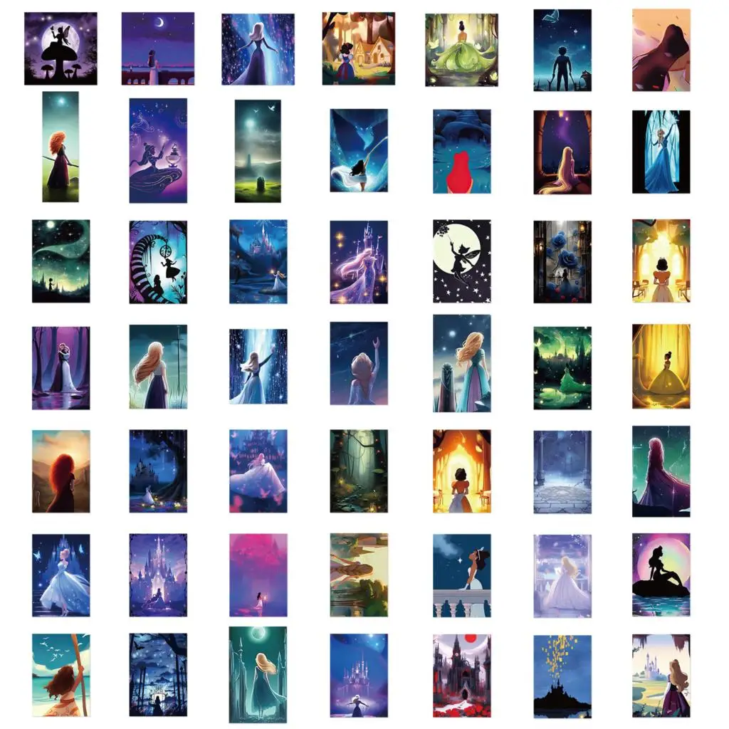 51 Stuks Retro Prinses Rug Cartoon Schattige Stickers Esthetische Graffiti Stickers Laptop Notebook Telefoon Decoratie Sticker Kind Speelgoed