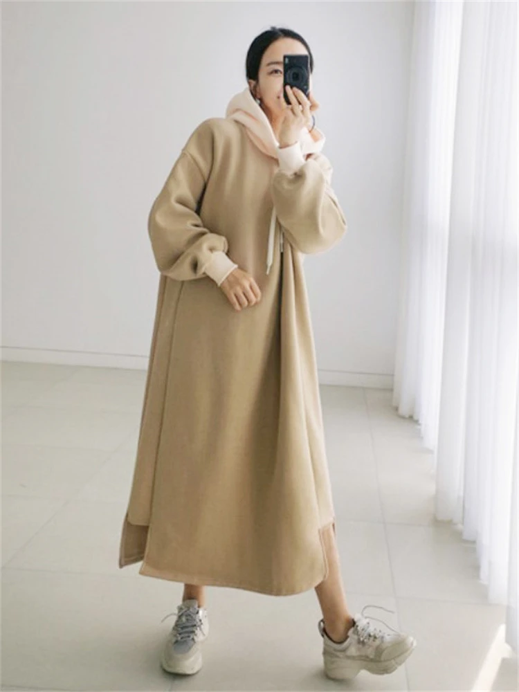 Women Dress Sweater Women Dress Thick Winter Fall Long Sleeve Knitted Dresses Maxi Vintage Oversize Knitting Turtleneck Black