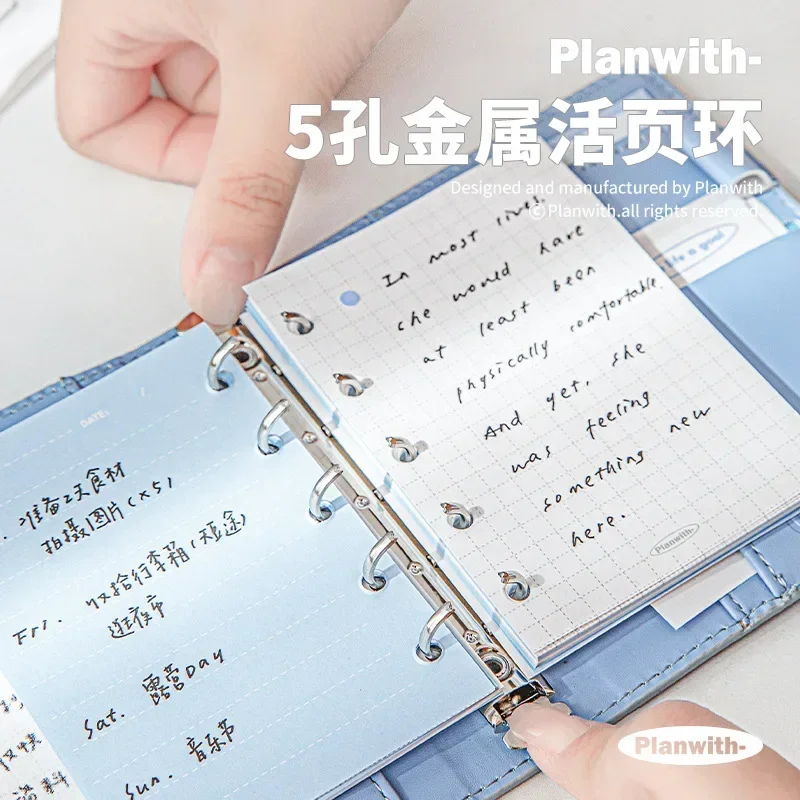 Imagem -04 - Coreano Simplicidade Binder Notepad Azul Sliver Cor Scrapbook Journal Mini Portátil Horizontal Diário Notebook Suprimentos Estudante