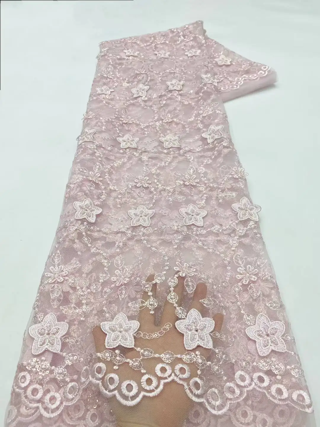 

African Sequins Lace Fabric 2025 Nigerian Bridal High Quality Embroidery French Tulle Lace Fabric For Wedding Party Dress Women
