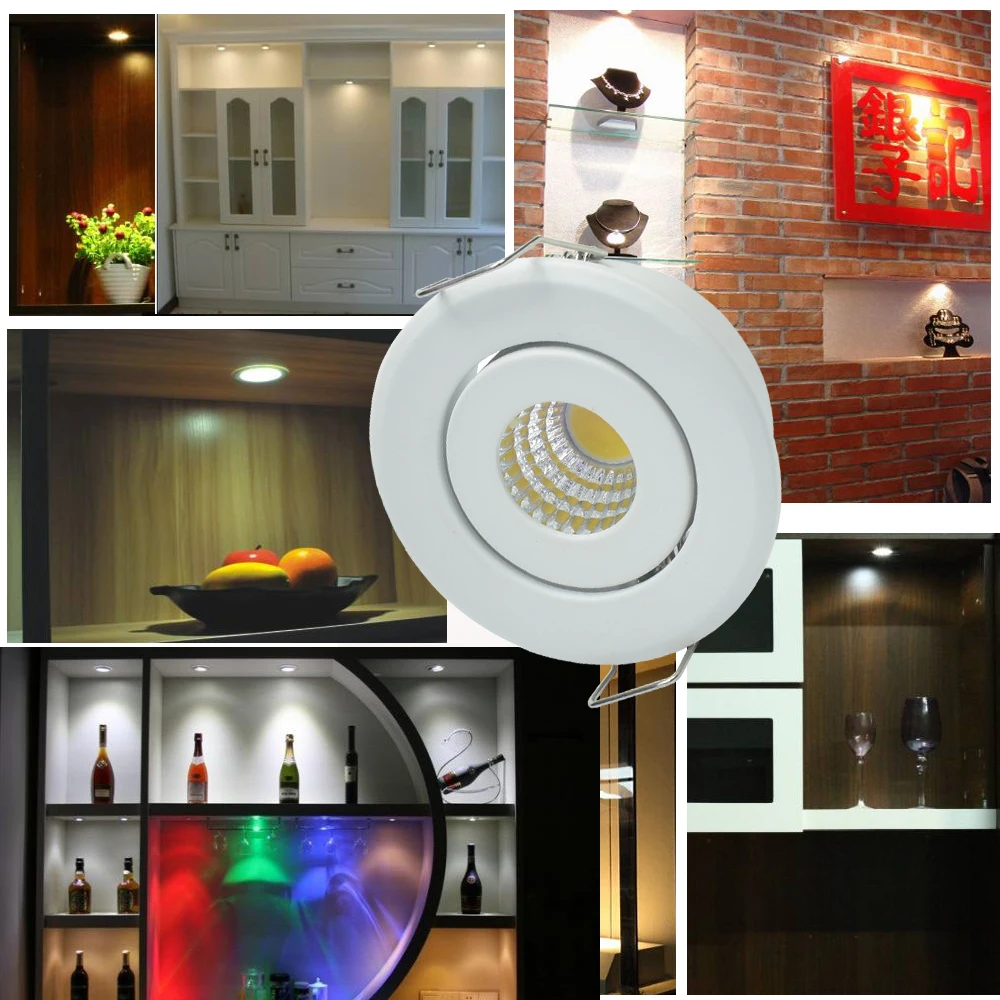 Mini LED embutido Spot Downlights, 1W COB, 3W, regulável, LED redondo para casa, gabinete, Showbox