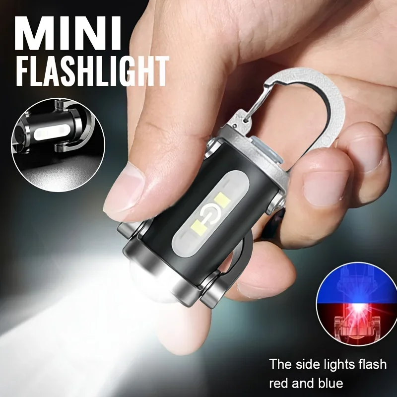 

USB Rechargeable LED Keychain Light, Mini Portable Flashlight, Outdoor Camping Hiking Reading Lamp