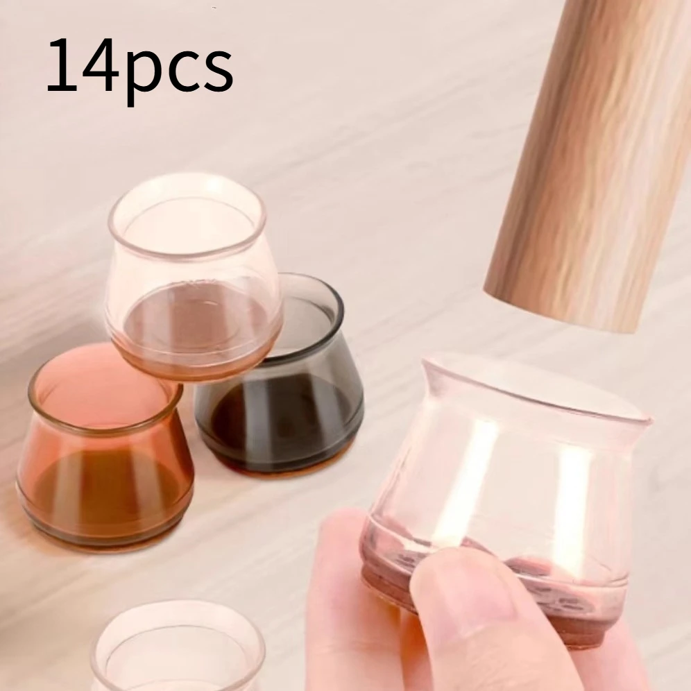 14pcs Chair Leg Floor Protectors, Silicone Chair Leg Covers, Floors Felt Pads, Reduce Noise Small