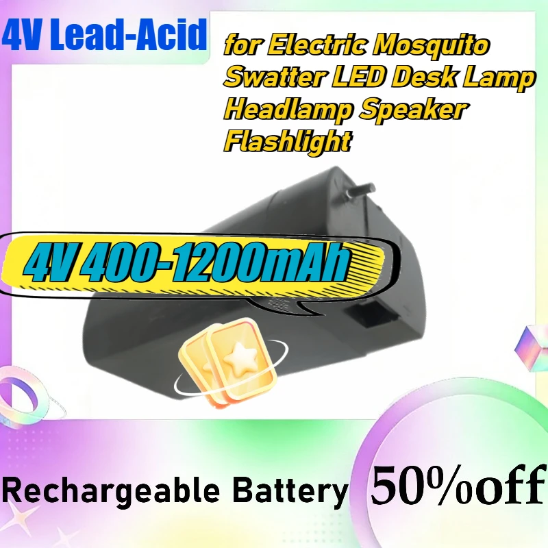

4V Lead-Acid Rechargeable Battery for Electric Mosquito Swatter, for LED Desk Lamp, for Headlamp, for Speaker, for Flashlight